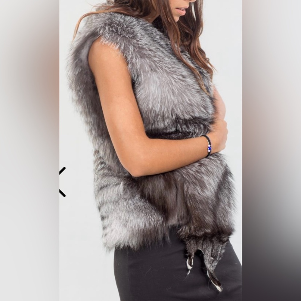Real Fur Vest in Gray and Black